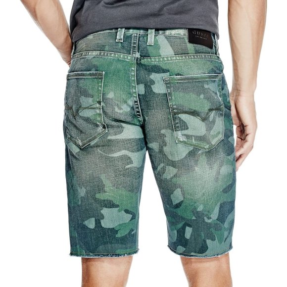 🆕Guess Slim Raw Edge Shorts Green Camo 29W - Picture 8 of 10